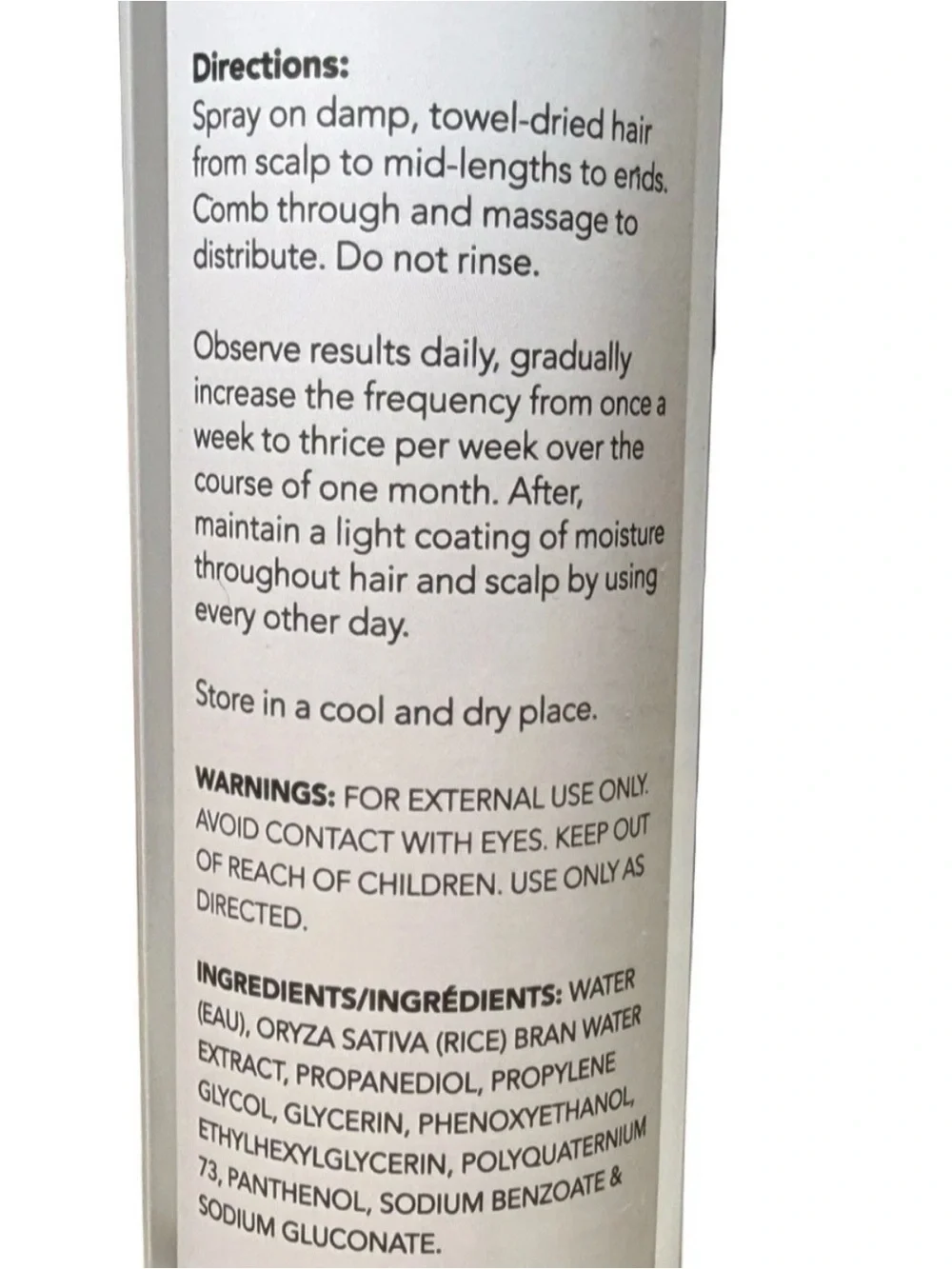 NATURAL SENSE (3.3 Fl. Oz.) Spray Bottle ●RICE WATER● Hair Shining Growth Mist.